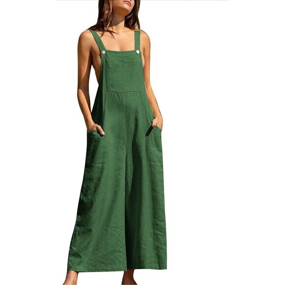 NEW Cotton Baggy Bib Overalls Loose Fit Wide Leg Pockets 3X - Picture 1 of 8